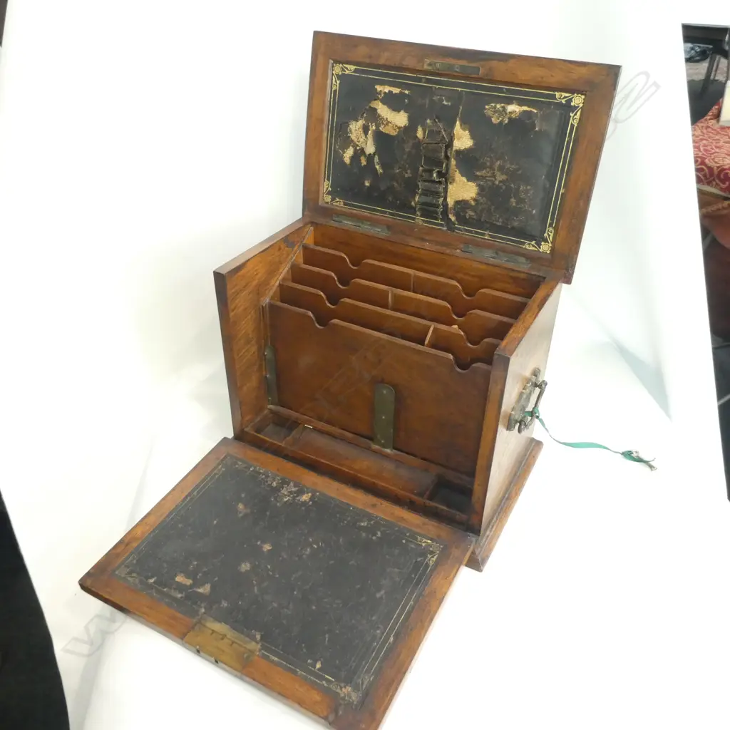 VICTORIAN OAK WRITING BOX  WITH BRASS HANDLES  H, 206 MM Image 1++