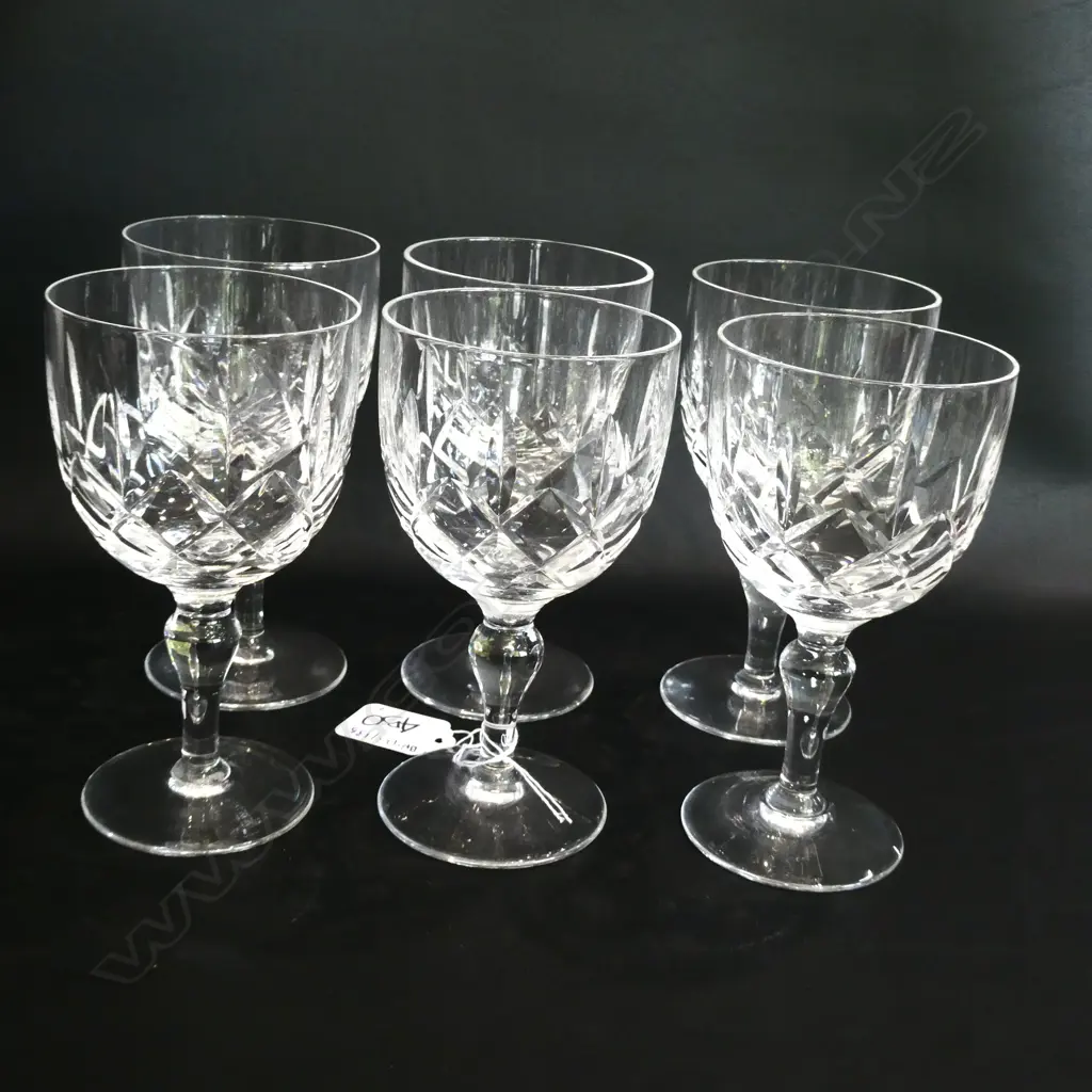 6 STUART CRYSTAL WINE GLASSES Image 1++