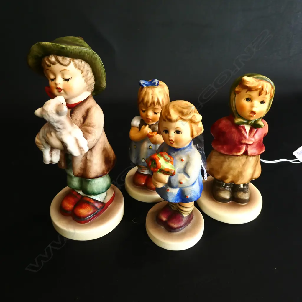 4 HUMMEL LOVE PETALS 804--LOST SHEEP 68 2/0, GIRL WITH NOSEGAY 239A--CLEAR AS A BELL 2181 Image 1++