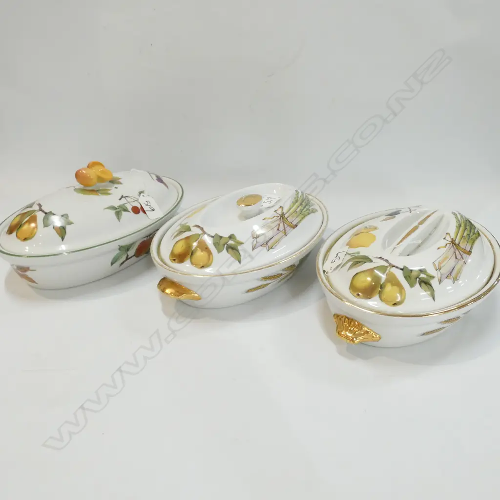3 EVESHAM LIDDED TUREENS Image 1++