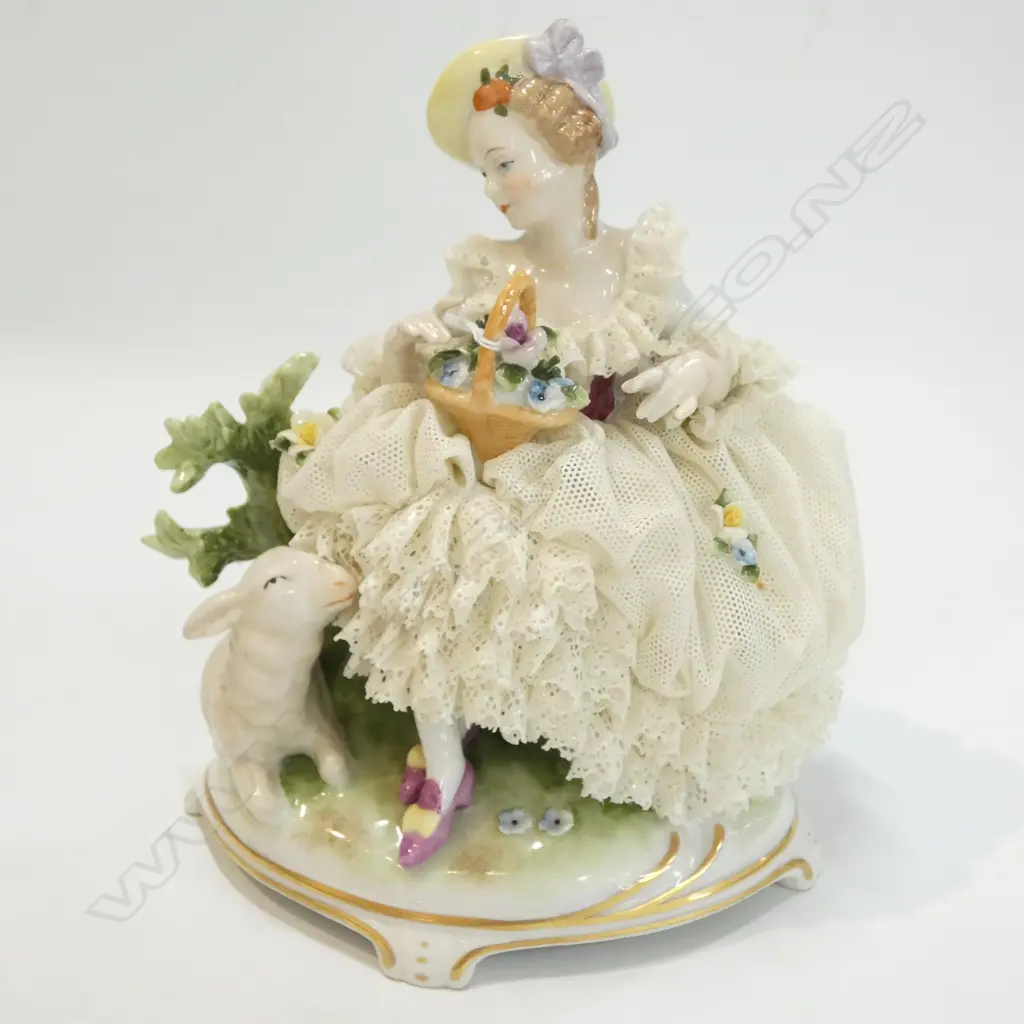 GERMAN FIGURE GROUP GIRL WITH LAMB Image 1++