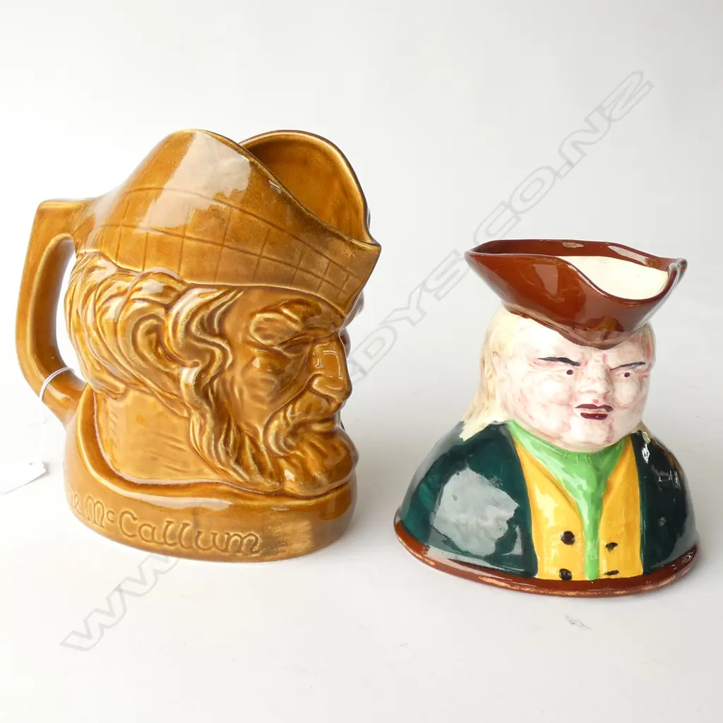 2 CROWN LYNN CHARACTER JUGS; MCCALLUM, OTHER Image 1++