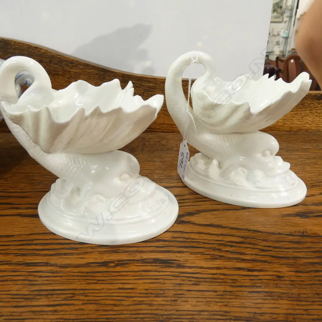 A PAIR OF ROYAL WORCESTER DOLPHIN TABLE SALTS Image 1++