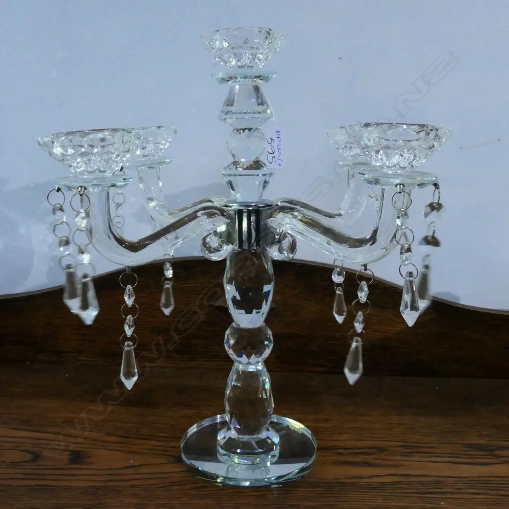 CUT CRYSTAL TABLE CHANDELIER ON MIRRORED BASE, 320 X 350MM Image 1++