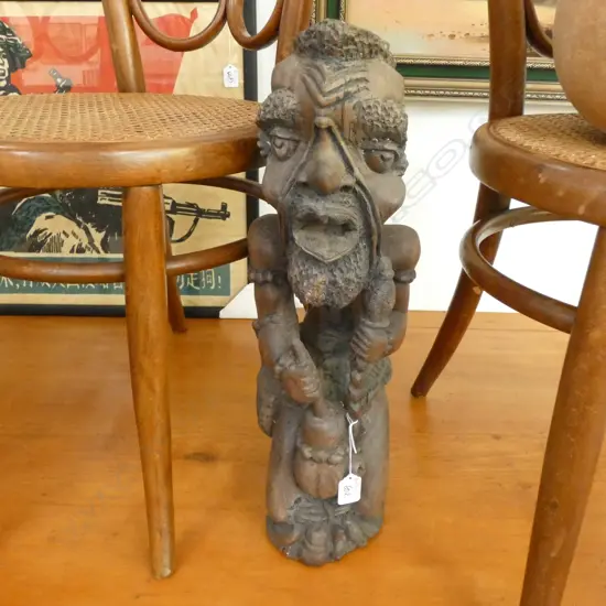 CARVED WOODEN MALE FIGURE H. 540MM