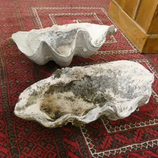 2 RUSTIC CLAM SHELLS 