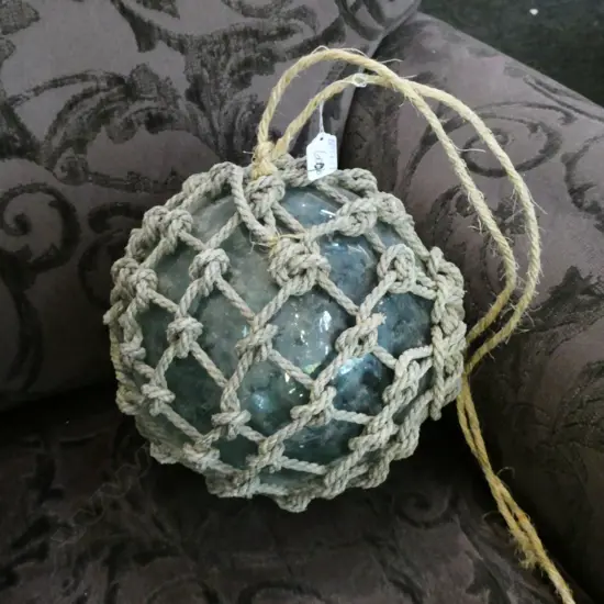 OLD GLASS FISHING FLOAT WITH NETTING Dia.290mm