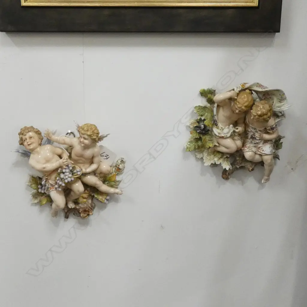 PR OF CHERUB CHINA WALL ORNAMENTS Image 1++