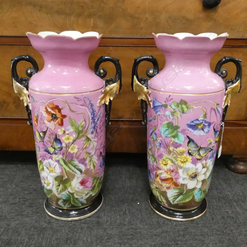 PR LARGE PINK VICTORIAN VASES H. 500MM Image 1++