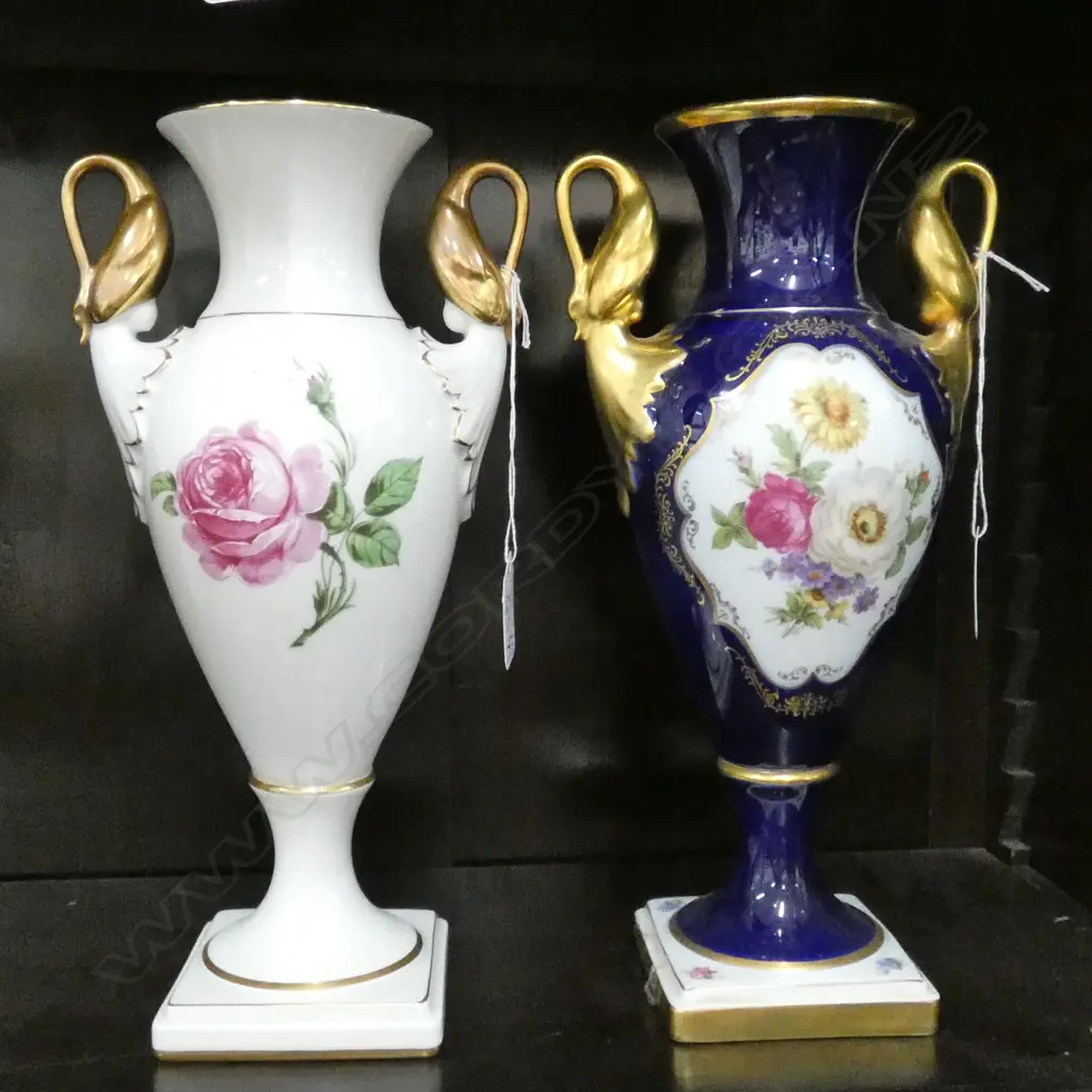 2 ALKA 2 HANDLED CHINA VASES Image 1++