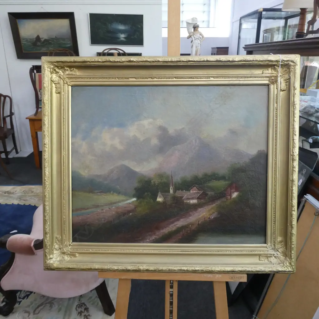 19TH CENTURY CONTINENTAL LANDSCAPE - OIL ON CANVAS  Image 1++