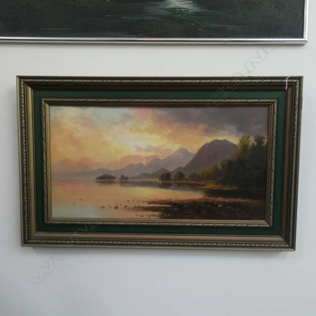A 19TH CENTURY FRAMED OIL ON BOARD OF LAKE  TE ANAU Image 1++