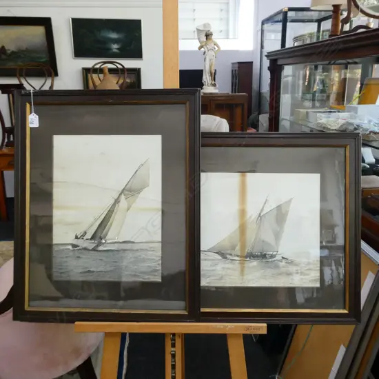 2 WINKLEMANN YACHTING PHOTOS 'VIKING' AND ATTRIB. 'THELMA' C. 1898 590 X 510MM ONE CRACKED