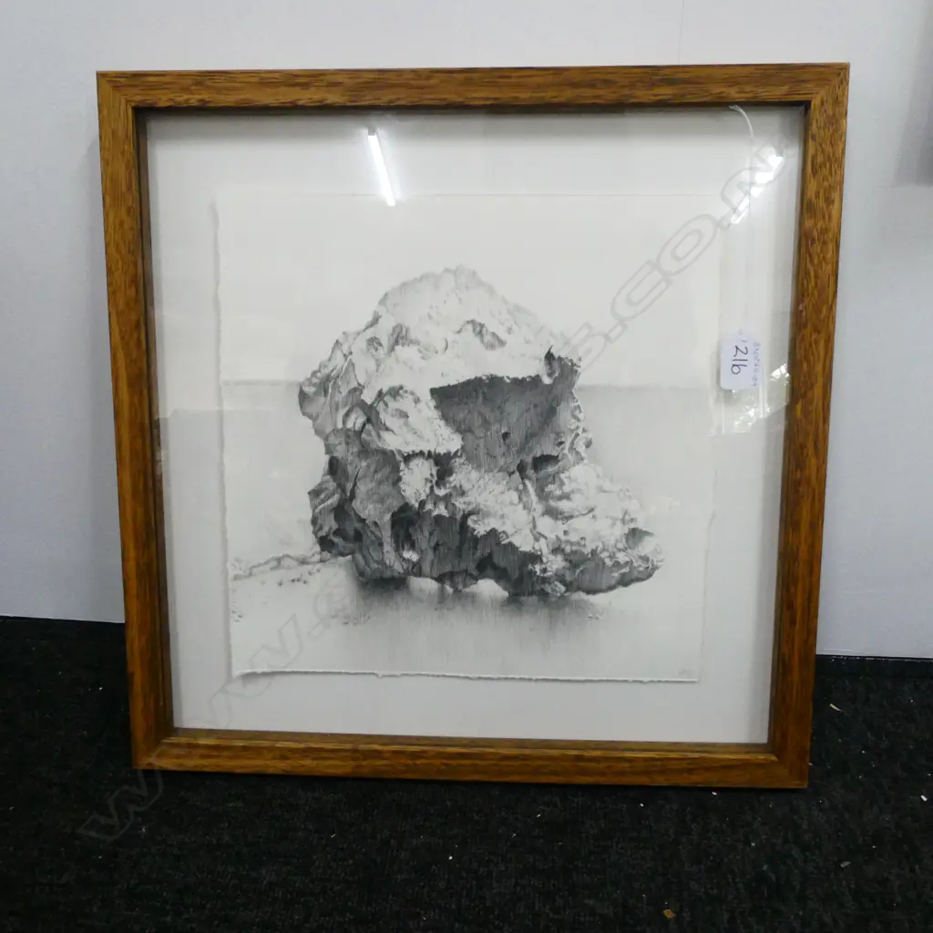 DEAN HERLIHY, PENCIL ON PAPER, 'ROCK 1' FRACTURE EXHIBITION 300 MM SQ Image 1++