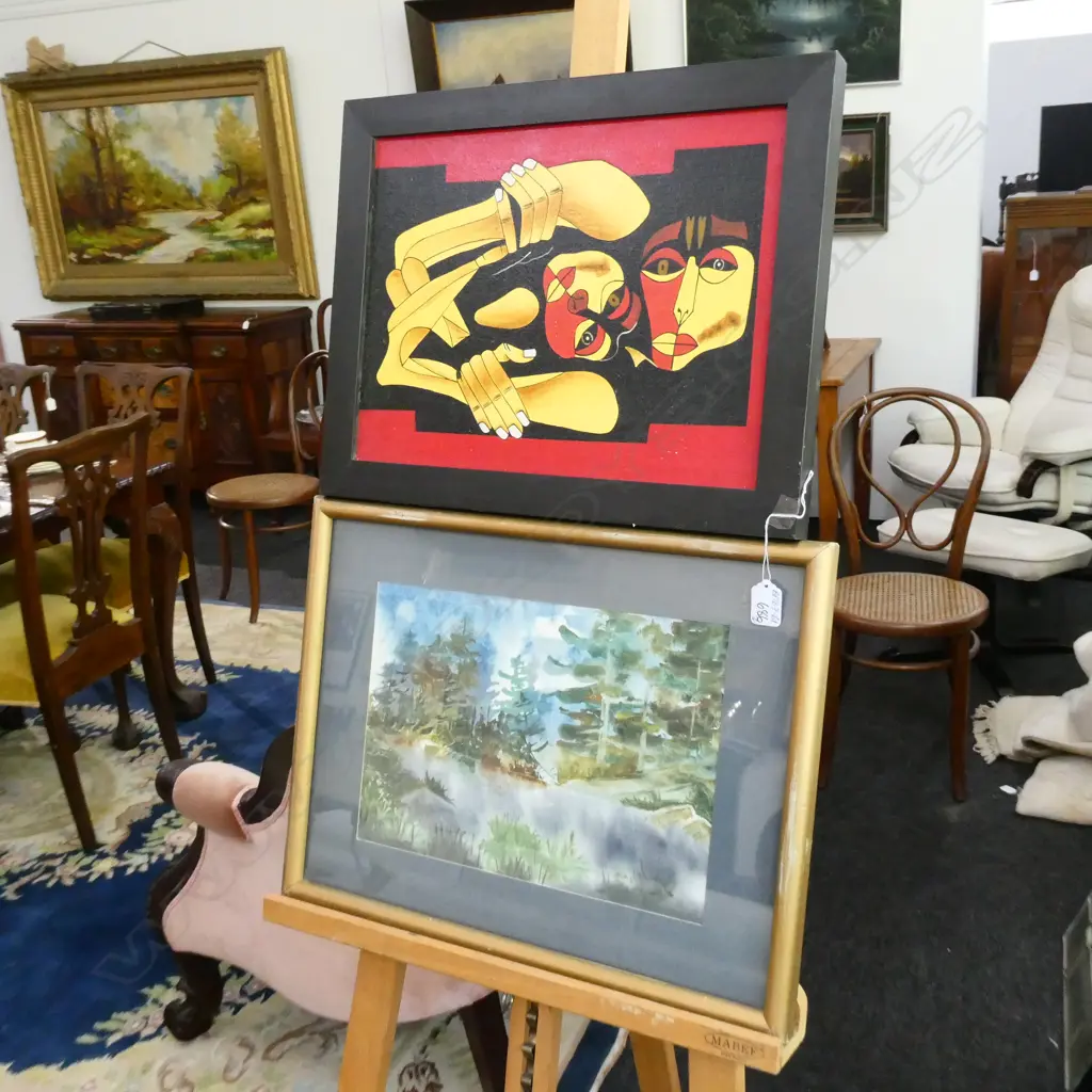 2 PAINTINGS. LILIAN H.. WET + 2 EMBRACING FIGURES Image 1++