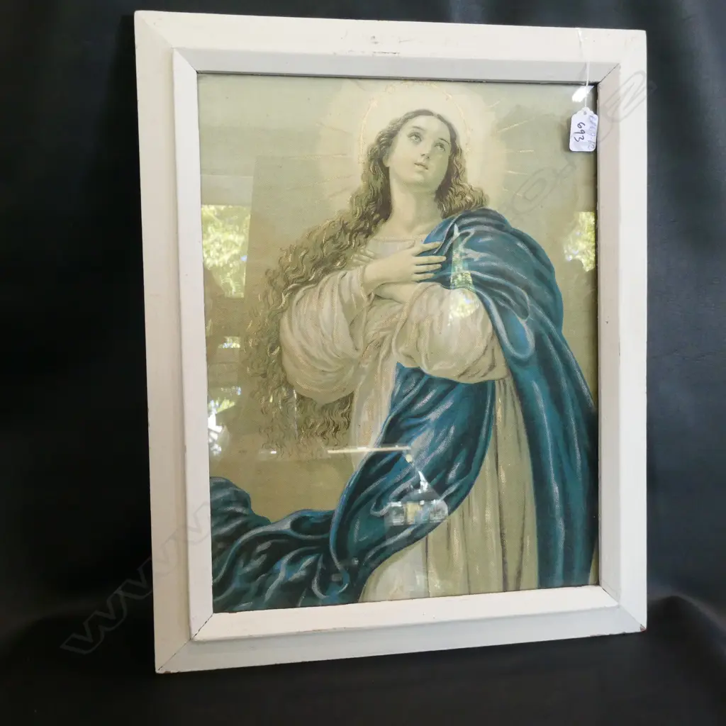 VINTAGE GILDED AND SILVERED PRINT OF MARY 440 X 340mm Image 1++