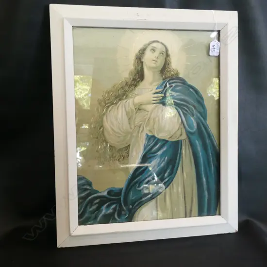 VINTAGE GILDED AND SILVERED PRINT OF MARY 440 X 340mm