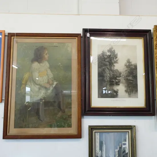 2 PRINTS; VICTORIAN GIRL IN OAK FRAME 690 X 970MM + 'IN THE HEART OF DEVON'