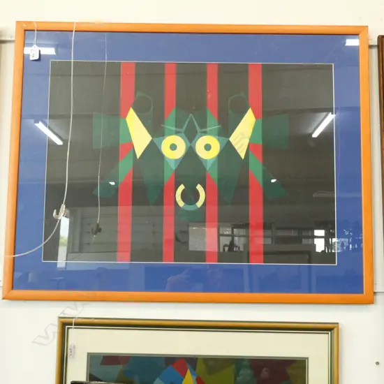 LLOYD HILLYER COLOURFUL ABSTRACT ACRYLIC ON BOARD 860 X 670MM 