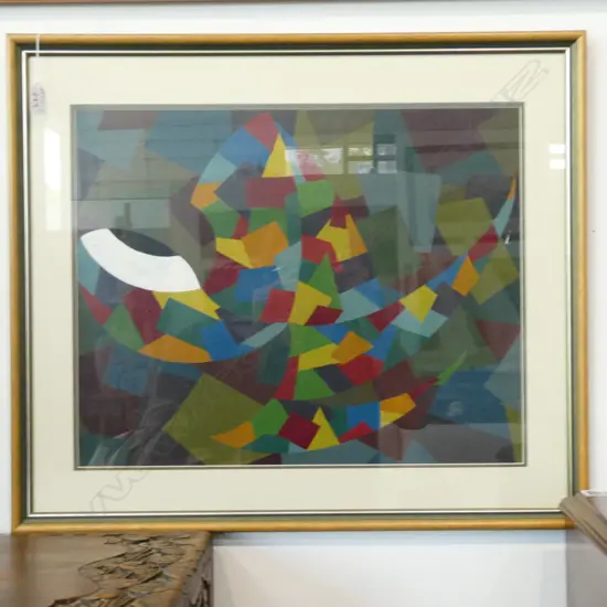 LLOYD HILLYER COLOURFUL ABSTRACT ACRYLIC ON BOARD 650 X 560MM 