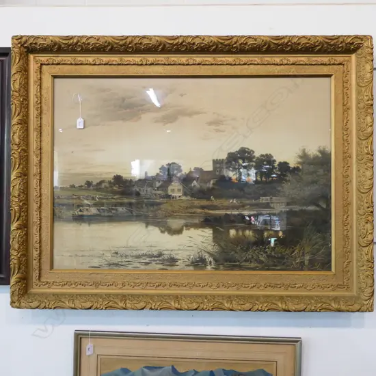 LARGE GILT FRAME LITHO COLOURED PRINT AF 120 X 910MM