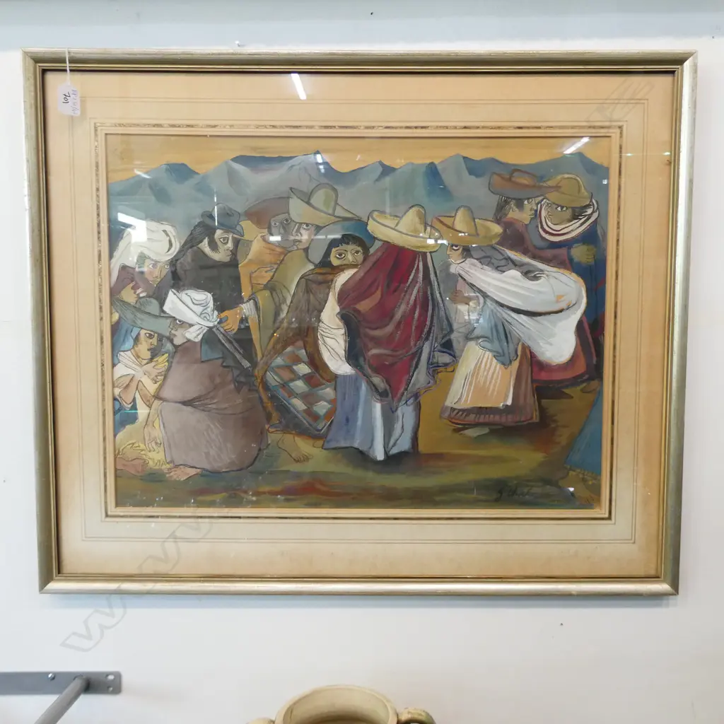 GERTRUDIS CHALE GAUCHE ARTWORK SOUTH AMERICAN SCENE 780 X 645MM Image 1++