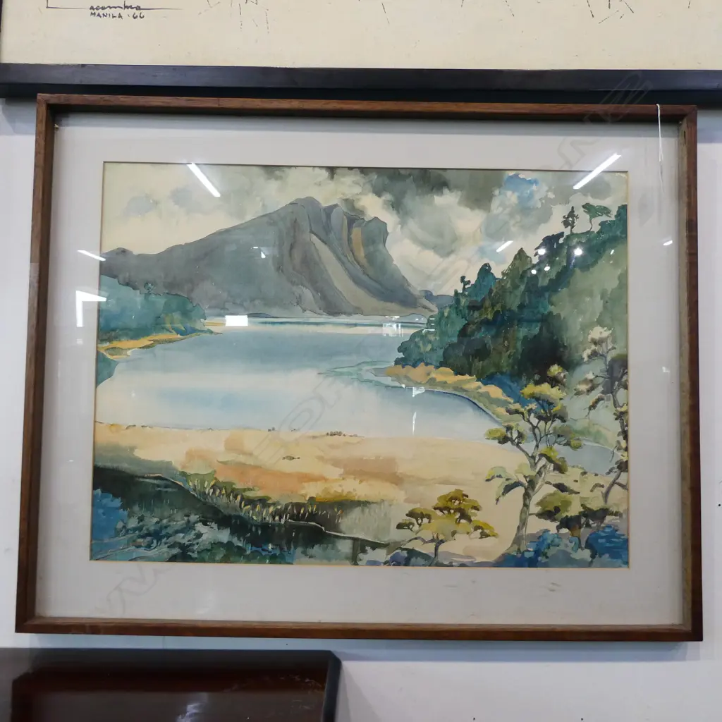 UNKNOWN ARTIST WATERCOLOR ON PAPER OF SOUTH ISLAND  Image 1++