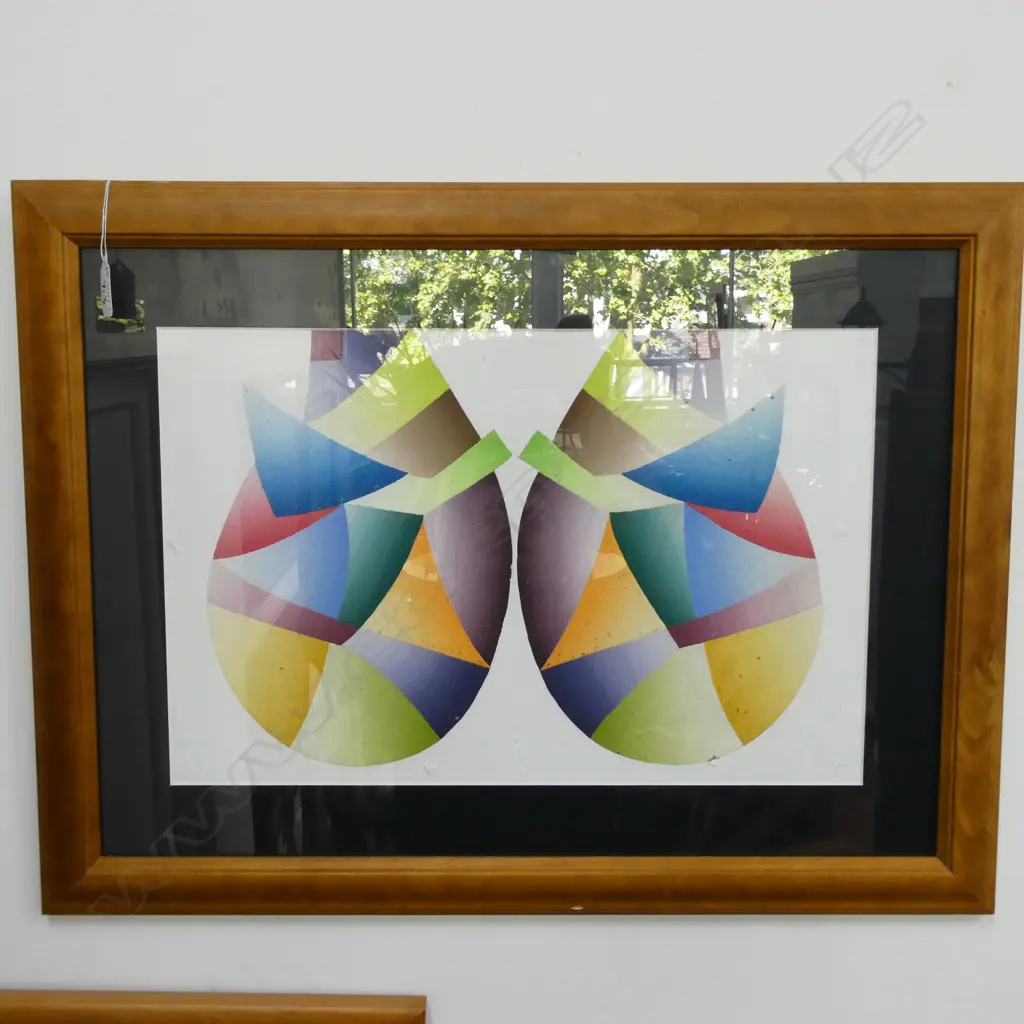 LLOYD HILLYER SYMMETRICAL ABSTRACT ACRYLIC ON BOARD 625 X 470MM  Image 1++