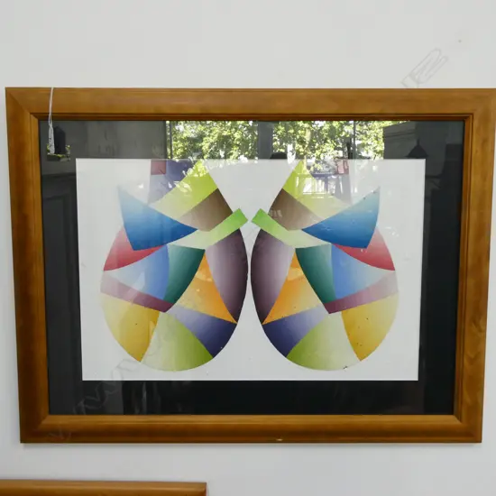 LLOYD HILLYER SYMMETRICAL ABSTRACT ACRYLIC ON BOARD 625 X 470MM 