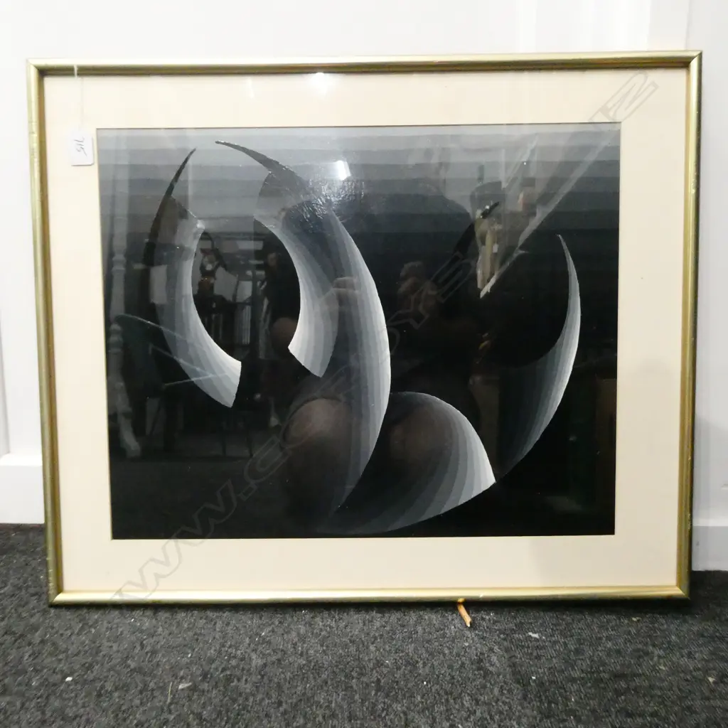 LLOYD HILLYER DARK ABSTRACT ACRYLIC ON BOARD 635 X 530MM  Image 1++