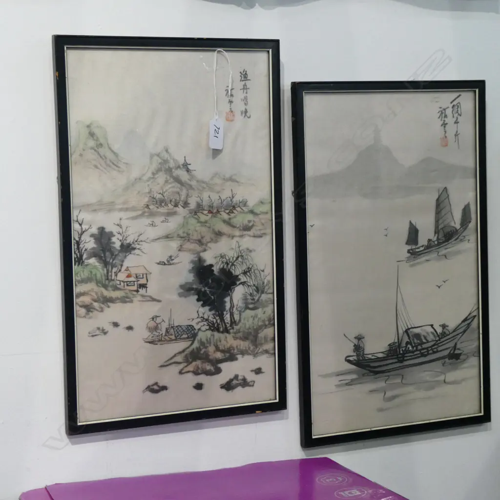 PR CHINESE W/C PAINTINGS ON SILK 400 X 230mm Image 1++