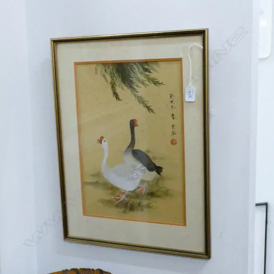 CHINESE WATERCOLOUR ON SILK, 390 X 270mm SIGNED LING HUA