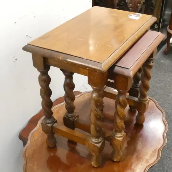 TWO BARLEY TWIST SIDE TABLES