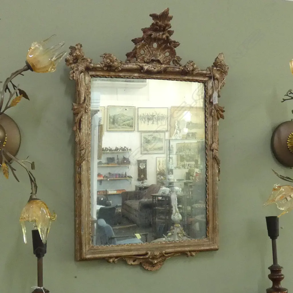 ANTIQUE CARVED SILVERED VENETIAN MIRROR Image 1++