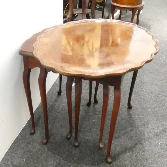 MAHOGANY NEST OF TABLES TOP A/F