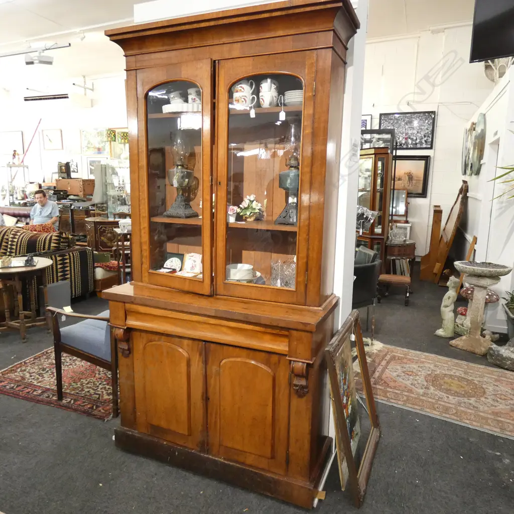 VICTORIAN GLAZED BOOKCASE CHIFFONIER  H. 2160MM Image 1++
