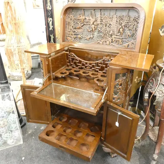 CHINESE CARVED COCKTAIL CABINET