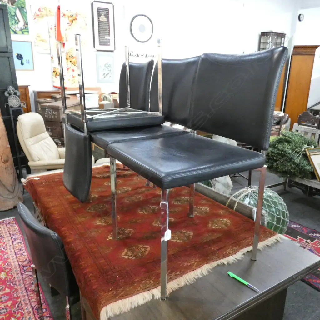 6 BLACK LEATHER MODERNIST CHAIRS Image 1++