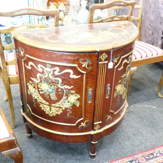 CONTINENTAL HAND PAINTED DEMI-LUNE CABINET 