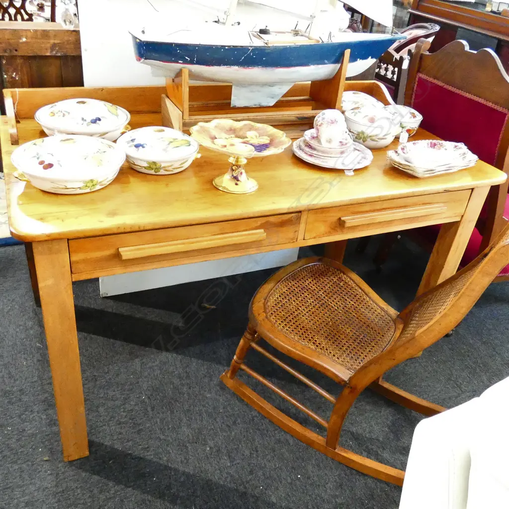 RIMU DESK WITH 2 DRAWERS W. 1370 X D. 740MM Image 1++