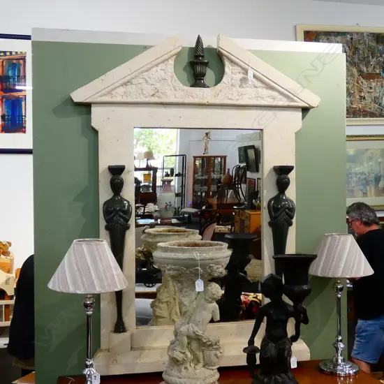 A LARGE NEOCLASSICAL EGYPTIAN REVIVAL WALL MIRROR 