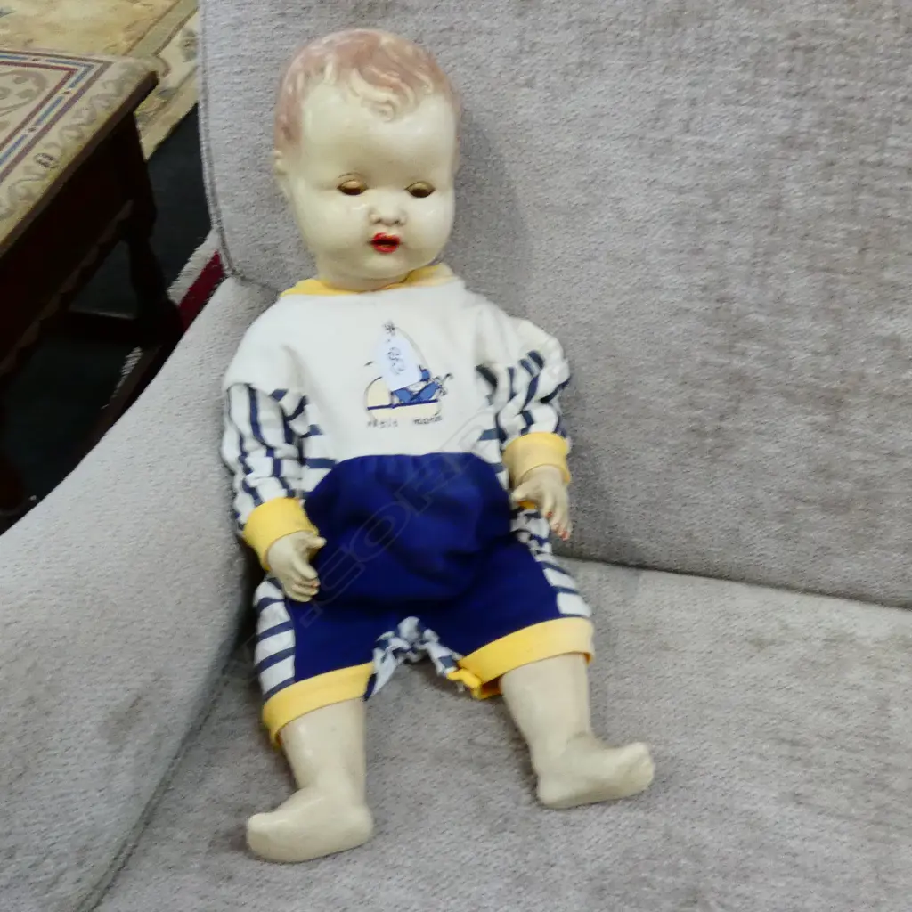 VINTAGE PLASTIC MALE DOLL, 'STAMPED BRITISH MADE' + M INSIDE STAR,  L. 600MM Image 1++