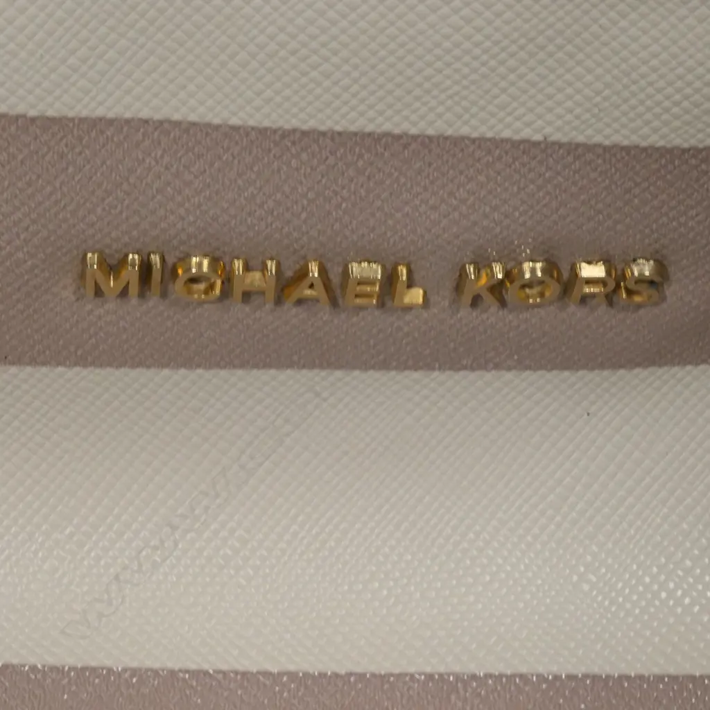 2 DESIGNER LEATHER HANDBAGS; STRIPED MICHAEL KORS & WHITE FURLA + PR LOUIS VUITTON? SHOES, SIZE 36 Image 1++