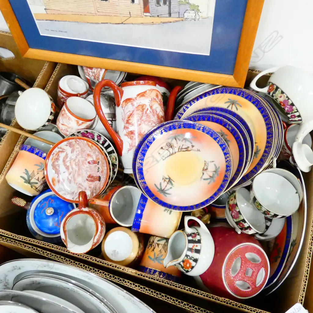 BOX LOT ASST SATSUMA WARE, JAPANESE TEA SETS ETC Image 1++