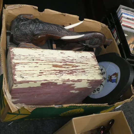 BOX LOT CLOCK, BOAT, ETC