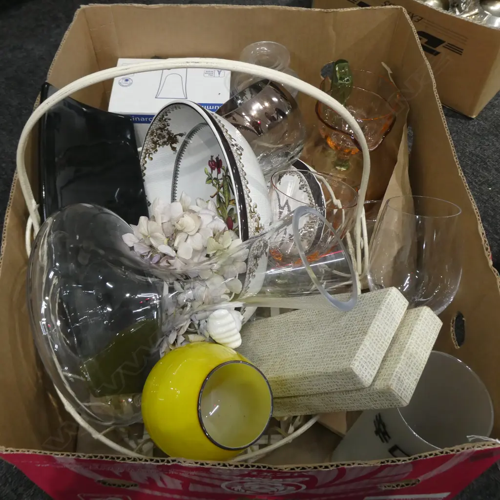 BOX LOT ASST GLASSWARE, ETC Image 1++