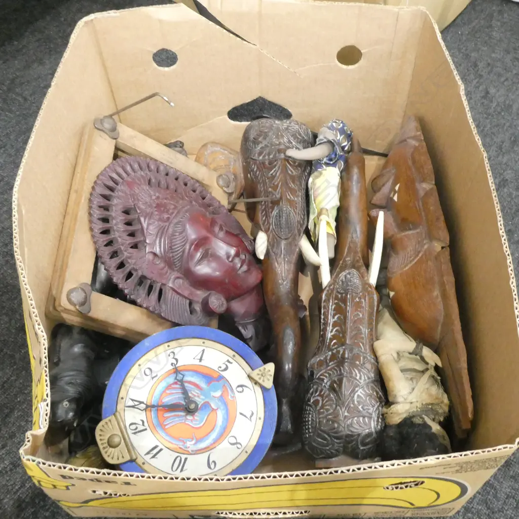 BOX LOT ASST WOODEN ITEMS ETC Image 1++