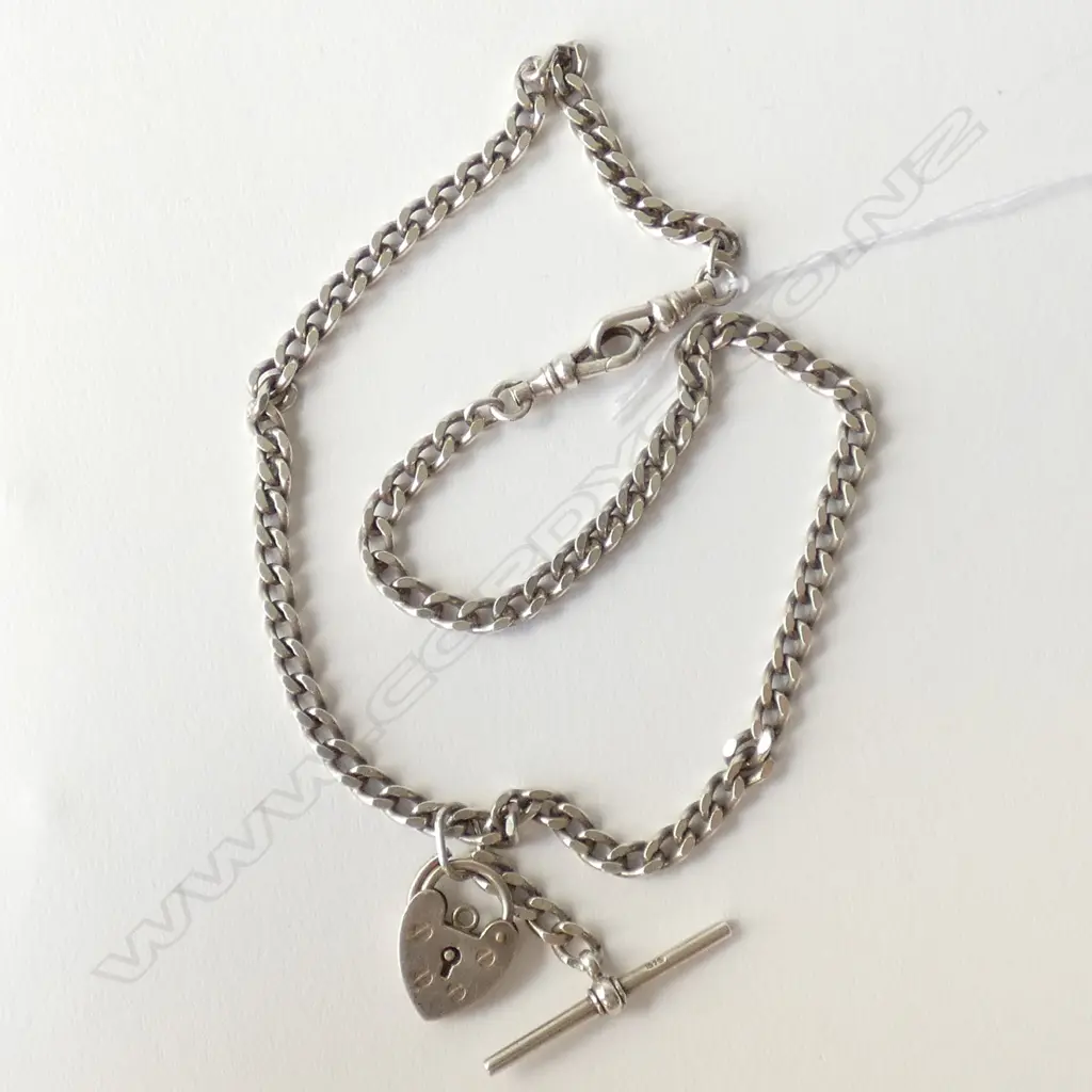 STG SILVER FOB CHAIN + LOCKET L. 450MM 34 GRAMS Image 1++