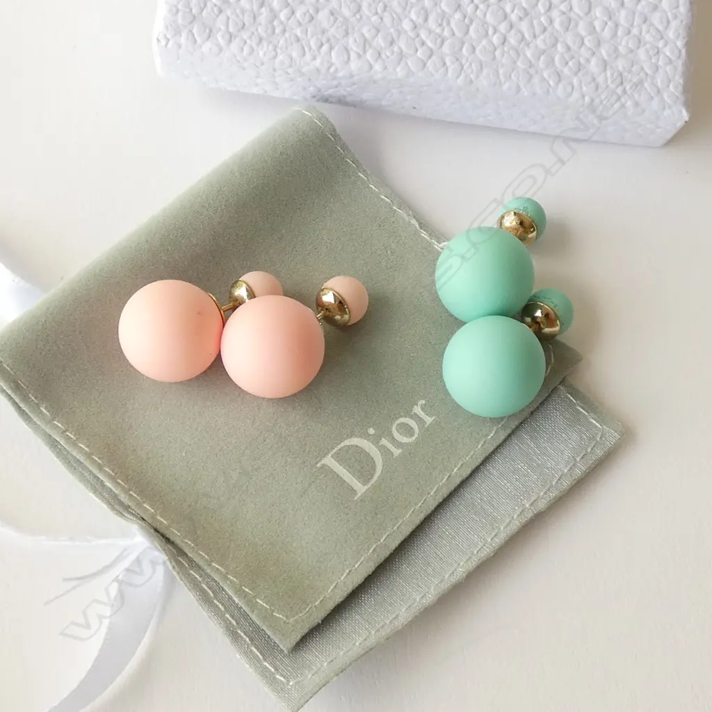 TWO PAIRS OF DIOR "BUBBLE" EARRINGS IN ORIGINAL BAG AND PACKAGING (MARKED DIOR) Image 1++