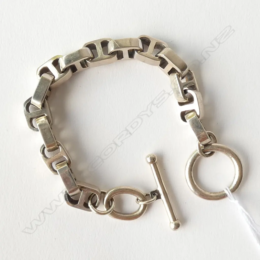 SILVER CAPSTAN LINK BRACELET T & RING FITTING 40gm Image 1++